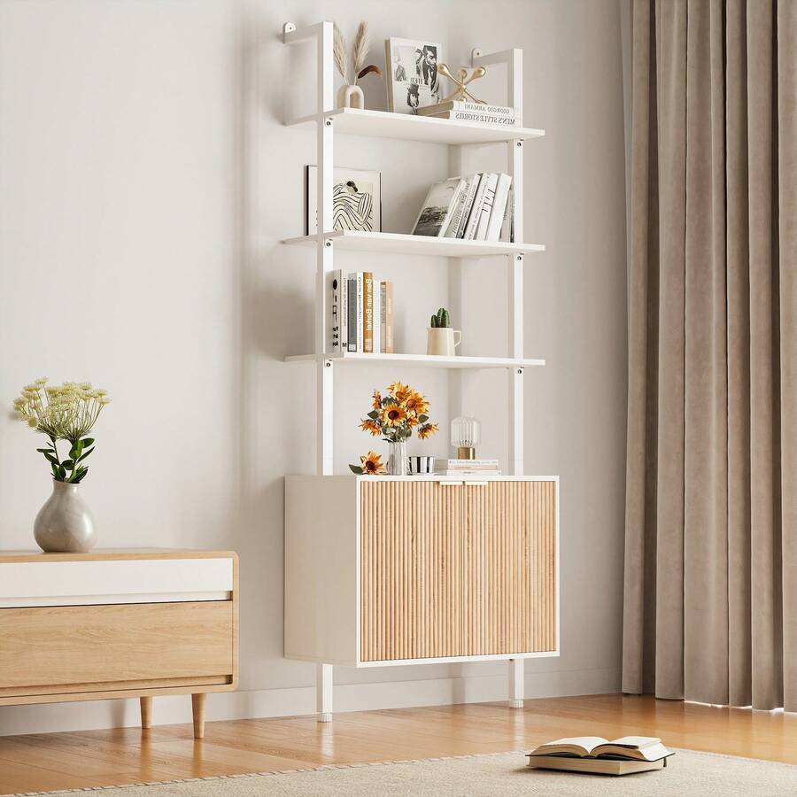 Storage - Chic Modern Ladder Bookcase With Fluted