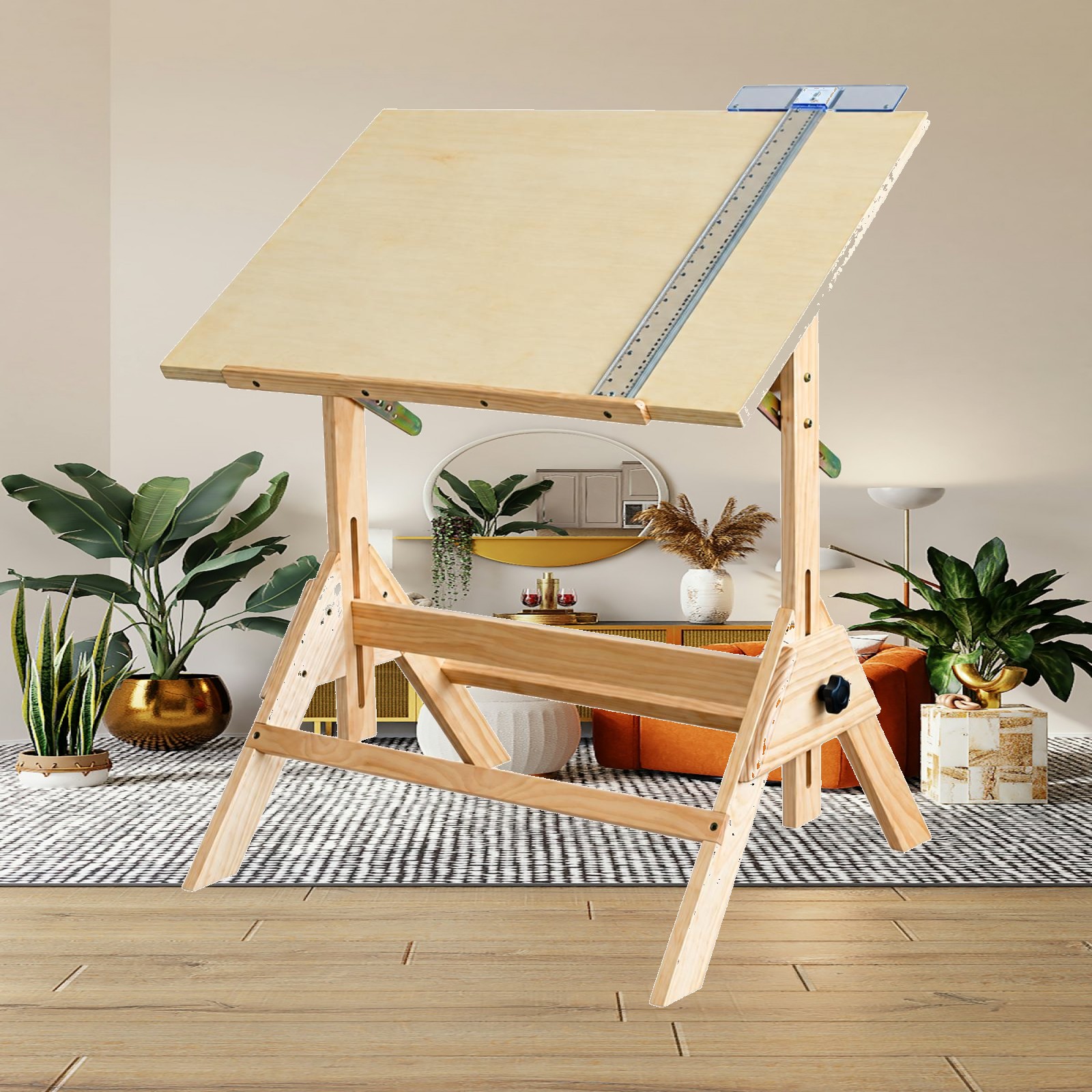 Tables - Wooden Drawing Table with Tilting Surface
