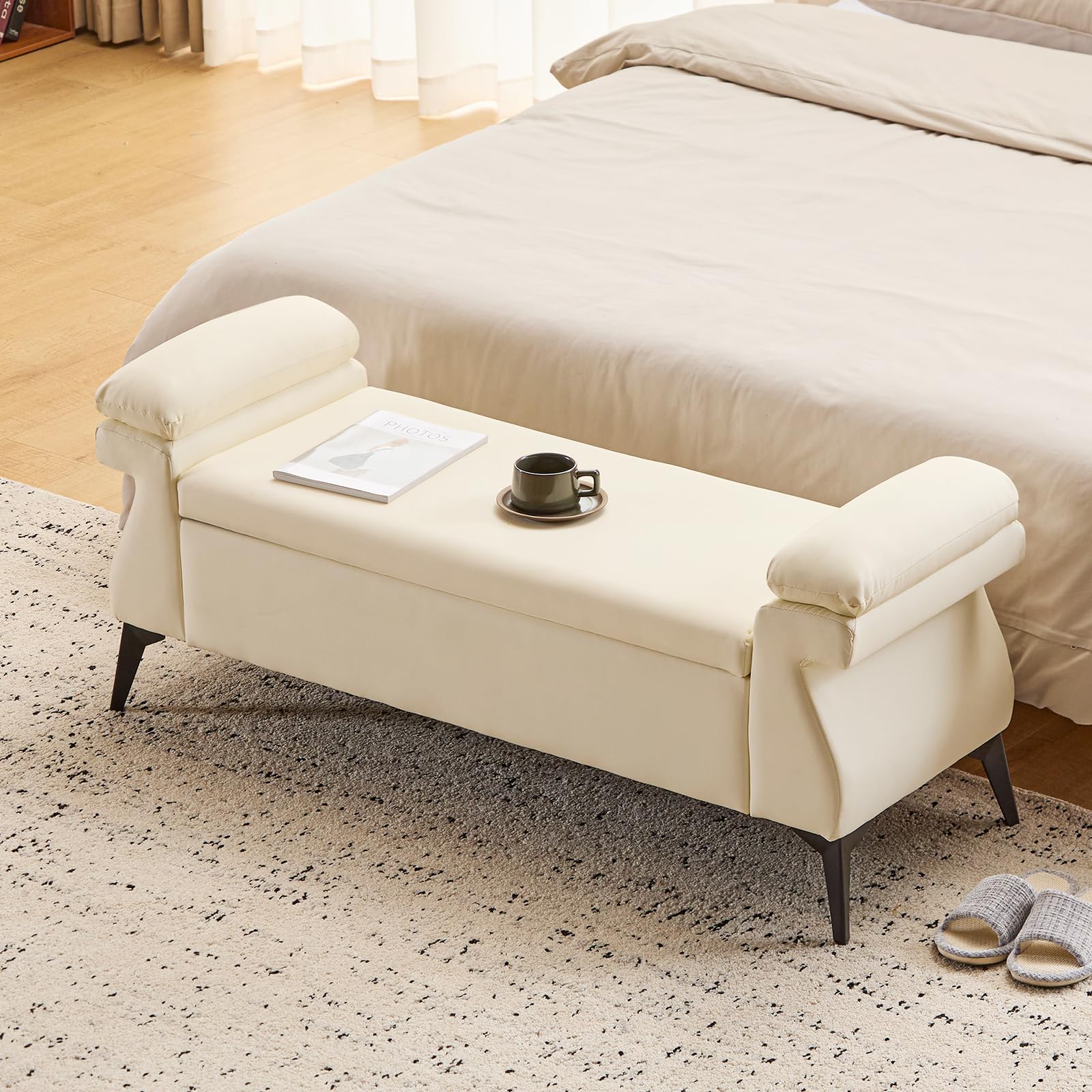 51”Leather Bench with Storage, - Bedroom Furniture recension och pris