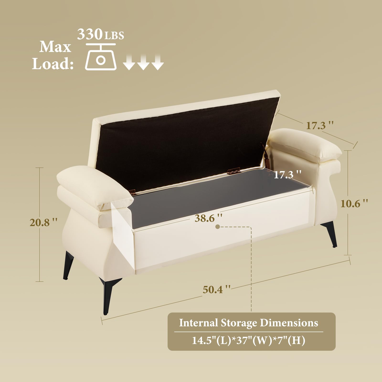 51”Leather Bench with Storage, - Bedroom Furniture recension och pris